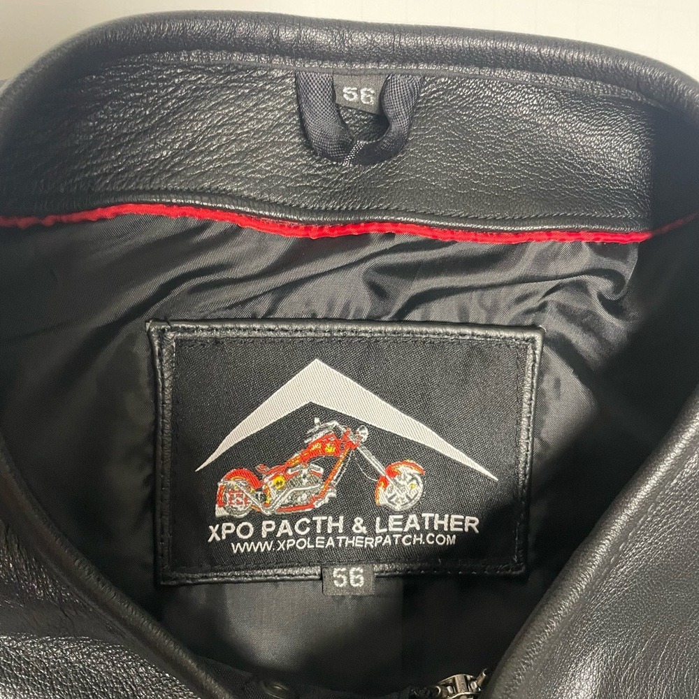 XPO Patch‎ & Leather Embroidered Back the Blue Black Leather Vest Mens 3XL/56 - Picture 4 of 12